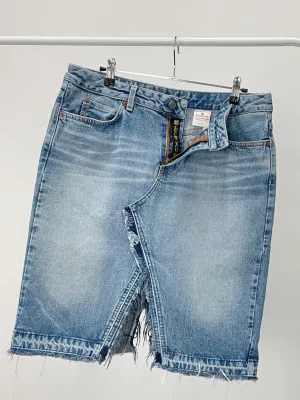 Y2K Lucky Brand Frayed Slit Denim Skirt (W31)