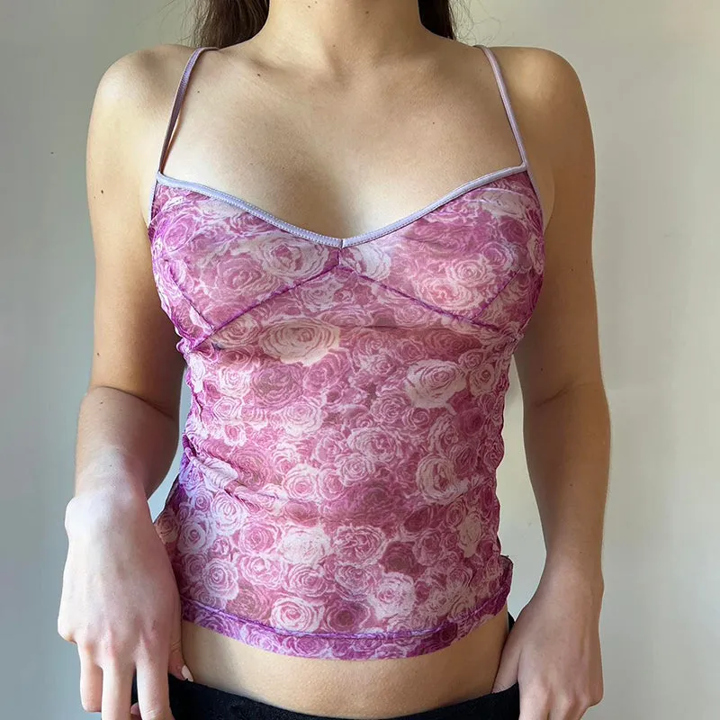 Zion Floral Print Mesh Tank Top
